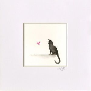 OOAK Cat Watercolor in mat by Kathy Morton Stanion - I Love Cats 4
